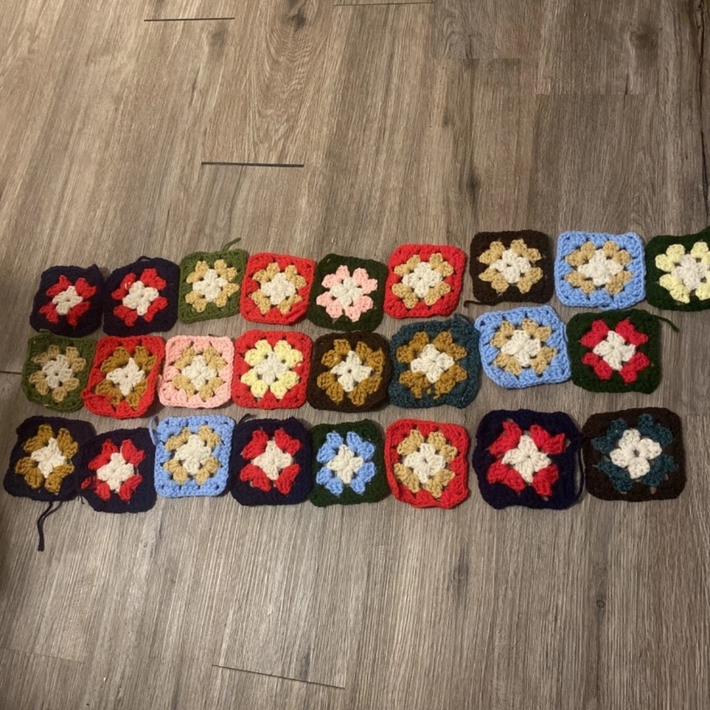 Handmade Multicolor Crochet Granny Squares